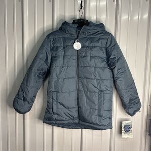 Whales Tail Hooded Puffer Coat Size 14/16 Boys NWT Water And Wind Resistant Blue